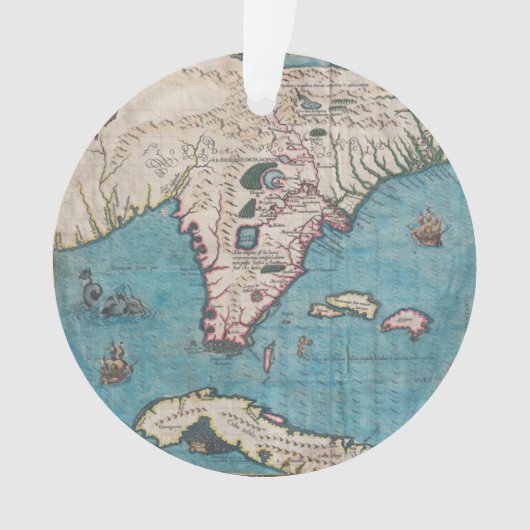 Antiek kaart van Florida en Cuba Ornament (voorkant)