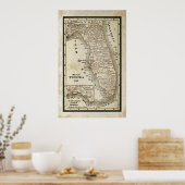 Antiek kaart van Florida Poster (Keuken)