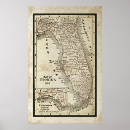 Antiek kaart van Florida Poster
