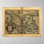 Antiek kaart van Griekenland ORTELIUS ATLAS 1570 A Poster (Voorkant)