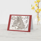 Antiek Kaart van Groot-Brittannië - Wenskaart (Gele Bloem)