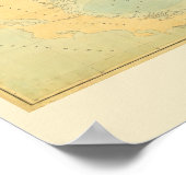 Antiek kaart van het Caribische Zee Poster (Hoek)