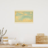 Antiek kaart van het Caribische Zee Poster (Keuken)