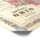 Antiek kaart van het decor van Ohio Poster (Hoek)