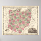 Antiek kaart van het  decor van Ohio Poster (Voorkant)