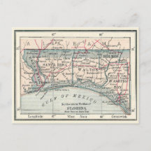 Antiek kaart van het gebied van Florida Panhandle