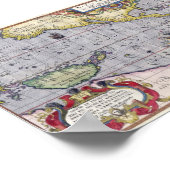 Antiek kaart van het jaar 1589 van de Stille Oceaa Poster (Hoek)