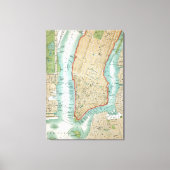 Antiek kaart van het Neder-Manhattan- en het centr Canvas Afdruk (Voorkant)
