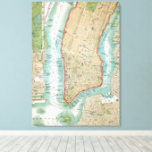 Antiek kaart van het Neder-Manhattan- en het centr Canvas Afdruk (Insitu (Houten vloer))