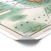 Antiek kaart van het Neder-Manhattan- en het centr Poster (Hoek)