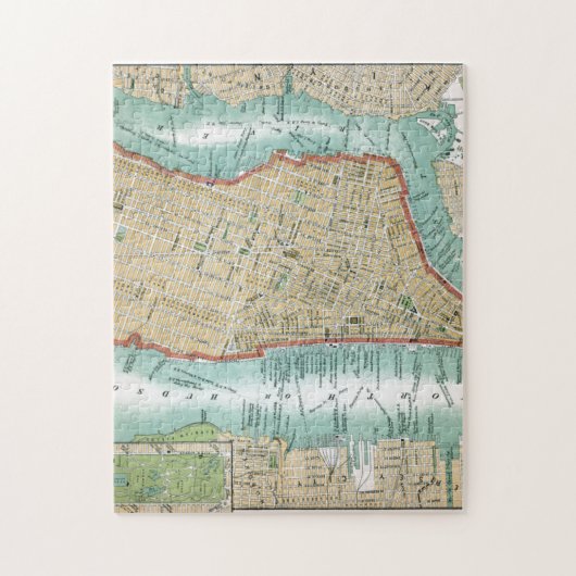 Antiek kaart van het Neder-Manhattan-park en het c Legpuzzel (Verticaal)