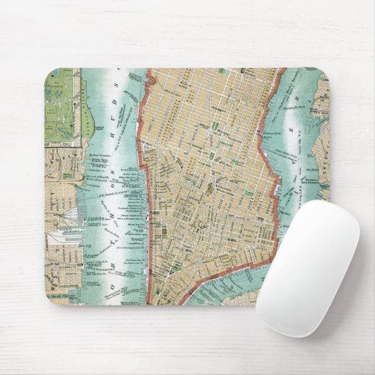 Antiek kaart van het Neder-Manhattan-park en het c Muismat (Met muis)