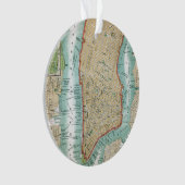 Antiek kaart van het Neder-Manhattan-park en het c Ornament (voorkant)