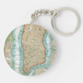 Antiek kaart van het Neder-Manhattan-park en het c Sleutelhanger (Achterkant)