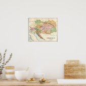 Antiek kaart van het Oostenrijkse Rijk Poster (Keuken)