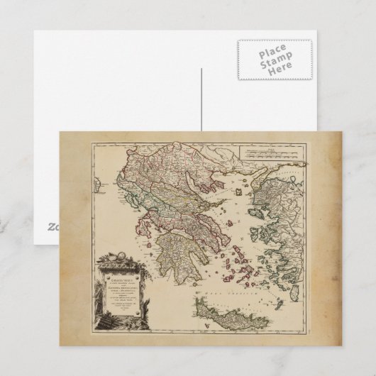  Antiek kaart van het oude Griekenland Graecia Vet (Voorkant / Achterkant)