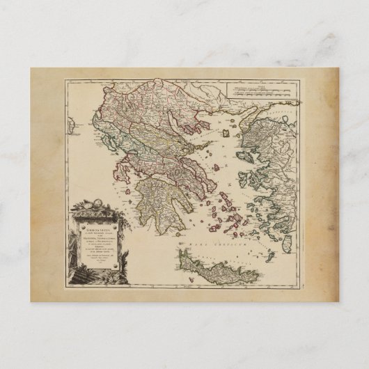  Antiek kaart van het oude Griekenland Graecia Vet (Voorkant)