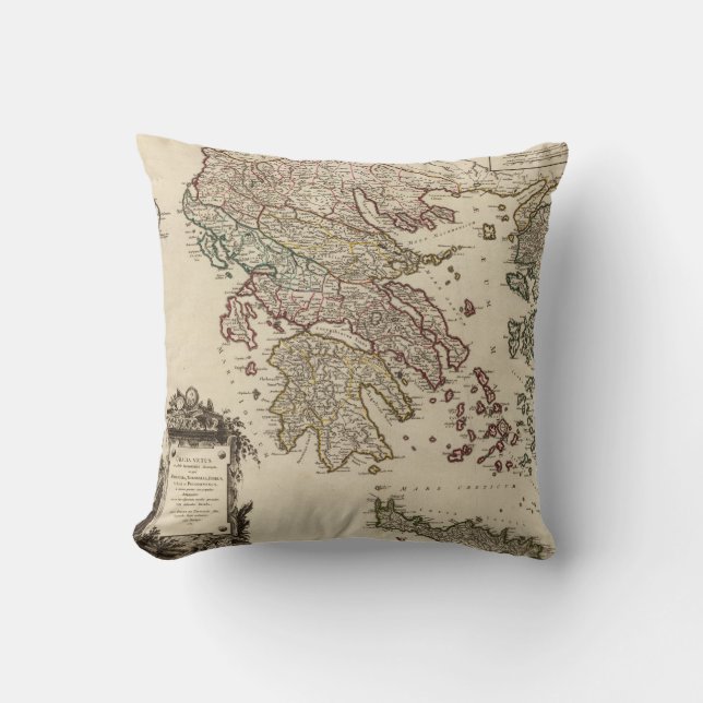  Antiek kaart van het oude Griekenland Graecia Vet Kussen (Voorkant)