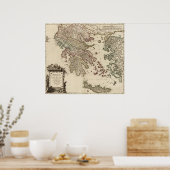  Antiek kaart van het oude Griekenland Graecia Vet Poster (Keuken)