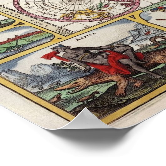 Antiek kaart van het Poster van de Wereldreplica (Hoek)