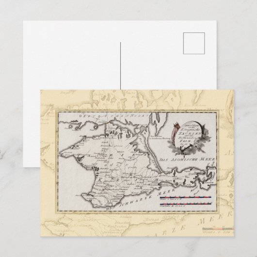 Antiek kaart van het schiereiland de Krim (Voorkant / Achterkant)