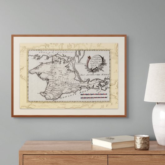 Antiek kaart van het schiereiland de Krim Poster
