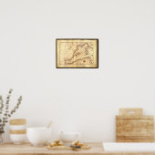 Antiek kaart van het Western Middellandse-Zeegebie Poster (Keuken)