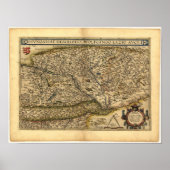 Antiek kaart van Hongarije ORTELIUS ATLAS 1570 A.D Poster (Voorkant)