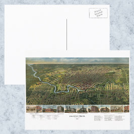 Antiek kaart van Houston, Texas met de buffelrivie