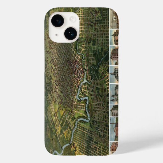 Antiek kaart van Houston, Texas met de buffelrivie Case-Mate iPhone Case (Achterkant)