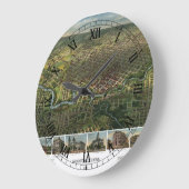 Antiek kaart van Houston, Texas met de buffelrivie Grote Klok (Hoek)