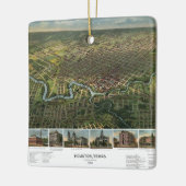 Antiek kaart van Houston, Texas met de buffelrivie Keramisch Ornament (Links)