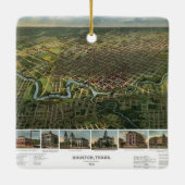 Antiek kaart van Houston, Texas met de buffelrivie Keramisch Ornament (Achterkant)