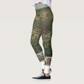 Antiek kaart van Houston, Texas met de buffelrivie Leggings (Links)