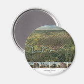 Antiek kaart van Houston, Texas met de buffelrivie Magneet (Voorkant / Achterkant)