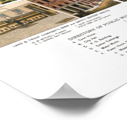 Antiek kaart van Houston, Texas met de buffelrivie Poster (Hoek)