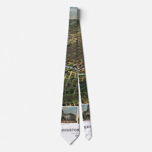 Antiek kaart van Houston, Texas met de buffelrivie Stropdas (Voorkant)