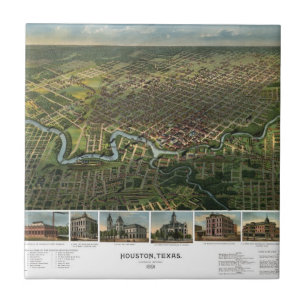 Antiek kaart van Houston, Texas met de buffelrivie Tegeltje