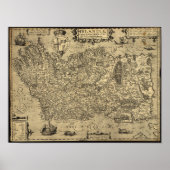 Antiek kaart van Ierland 1606 Poster (Voorkant)
