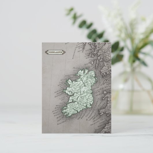 Antiek kaart van Ierland, groen (Staand voorkant)
