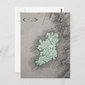 Antiek kaart van Ierland, groen (Voorkant / Achterkant)