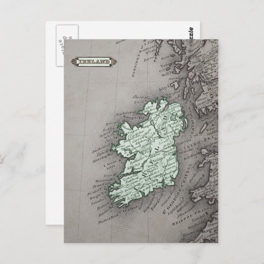 Antiek kaart van Ierland, groen (Voorkant / Achterkant)