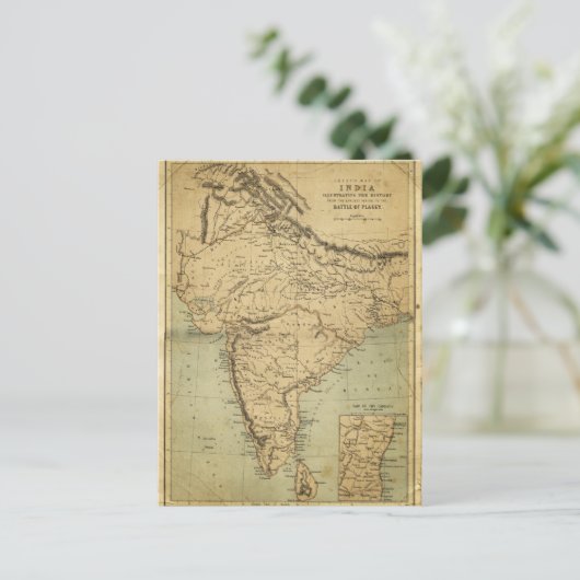 Antiek kaart van India in de 19e eeuw (Staand voorkant)