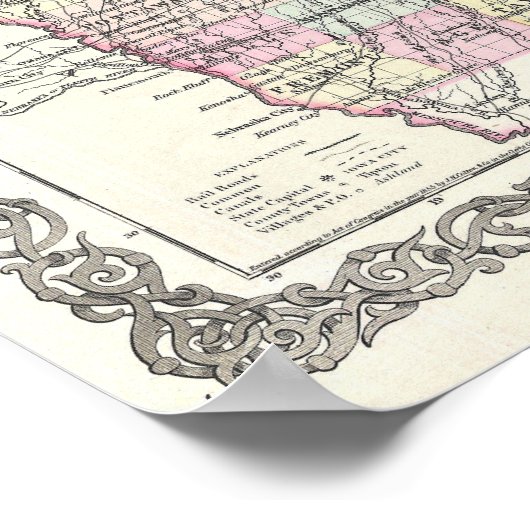 Antiek kaart van Iowa  decor Poster (Hoek)