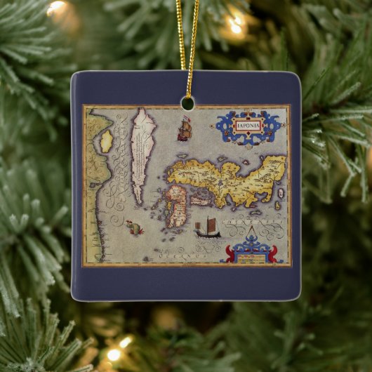 Antiek kaart van Japan door Mercator en Hondius Keramisch Ornament (Boom)