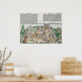 Antiek kaart van Jeruzalem Poster (Keuken)