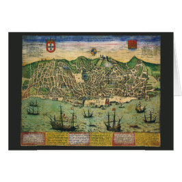 Antiek kaart van Lissabon, Portugal door Braun/Hog