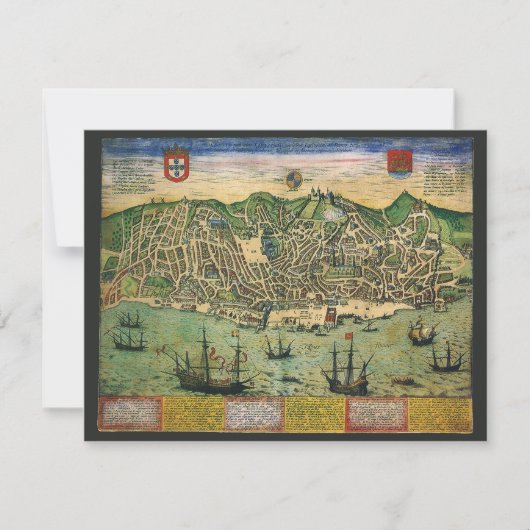 Antiek kaart van Lissabon, Portugal door Braun/Hog (Voorkant)