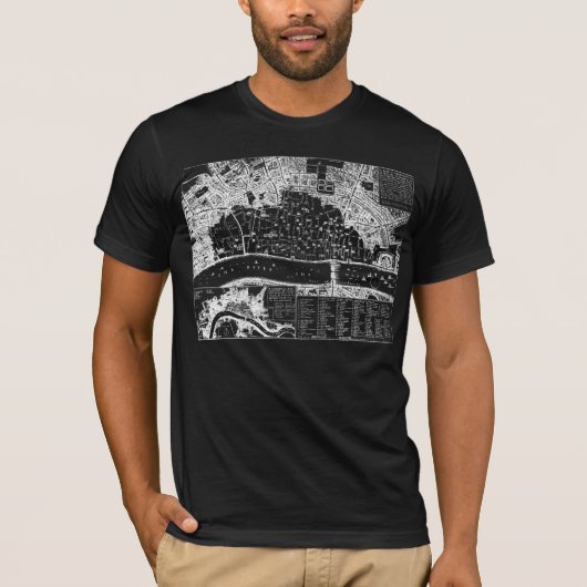 Antiek kaart van Londen 1666 Shirt (Voorkant)