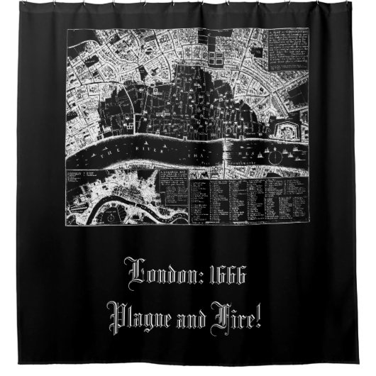 Antiek kaart van Londen in 1666 Tas Douchegordijn (Voorkant)
